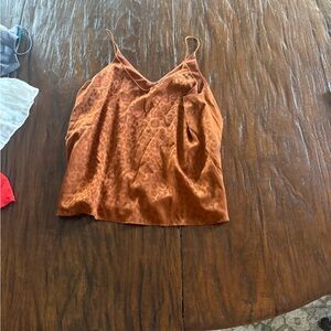Satin Leopard Print Cami Top - Orange